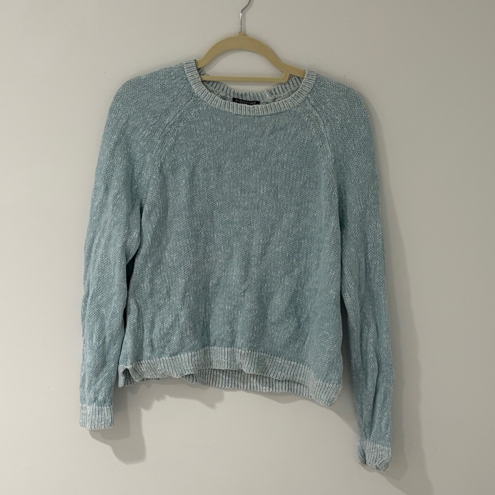Eileen Fisher 100% Organic Cotton Women’s Light Blue Sweater